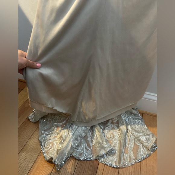 Elegant Formal Silver Sequin Gown - Picture 13 of 17